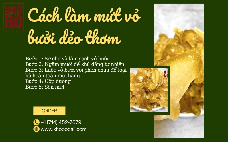 cách làm mứt vỏ bưởi