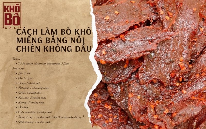 cách làm khô bò bằng nồi chiên không dầu