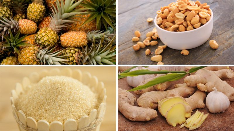 Nguyên liệu làm món kẹo khóm tắc cuộn