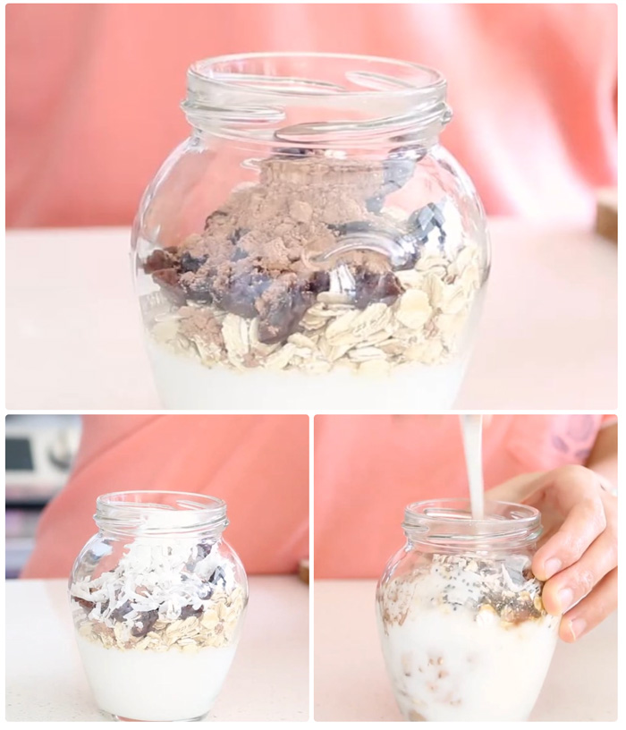 Chuẩn bị sữa chua yến mạch vị cacao chuối