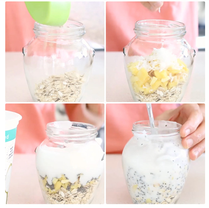 Chuẩn bị sữa chua yến mạch vị mít dừa