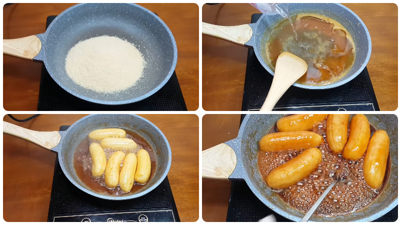 Ngào chuối với đường