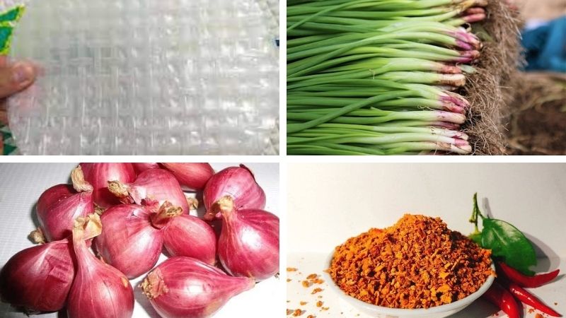 Nguyên liệu làm bánh tráng phi mỡ hành